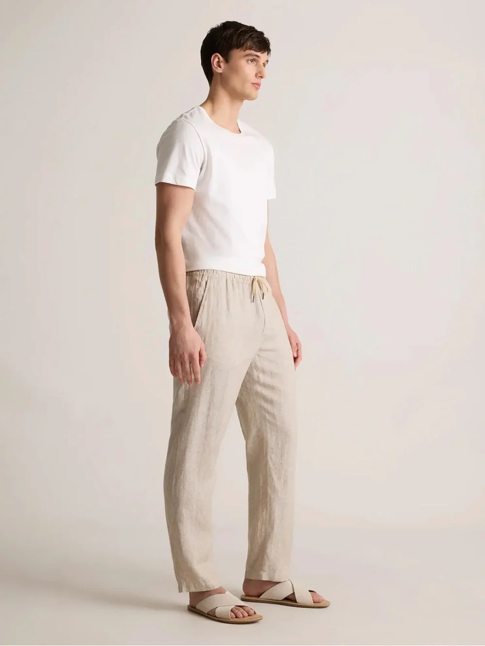 NWT Quince 100% European Linen Drawstring Beach Pants Flax Neutral Medium